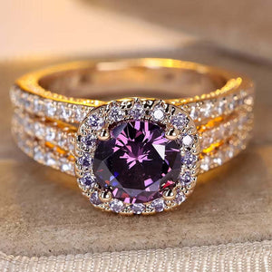 Rose Gold Amethyst Zircon Ring
