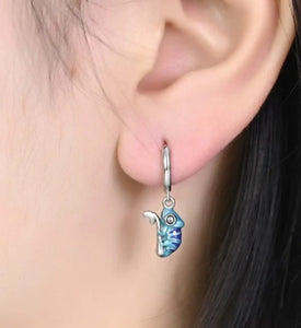 Blue Alloy Cartoon Earrings Niche Design for Women