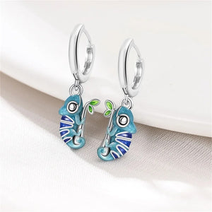 Blue Alloy Cartoon Earrings Niche Design for Women