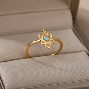 Crown Green Double Layer Hollow Ring for Women Gold Silver