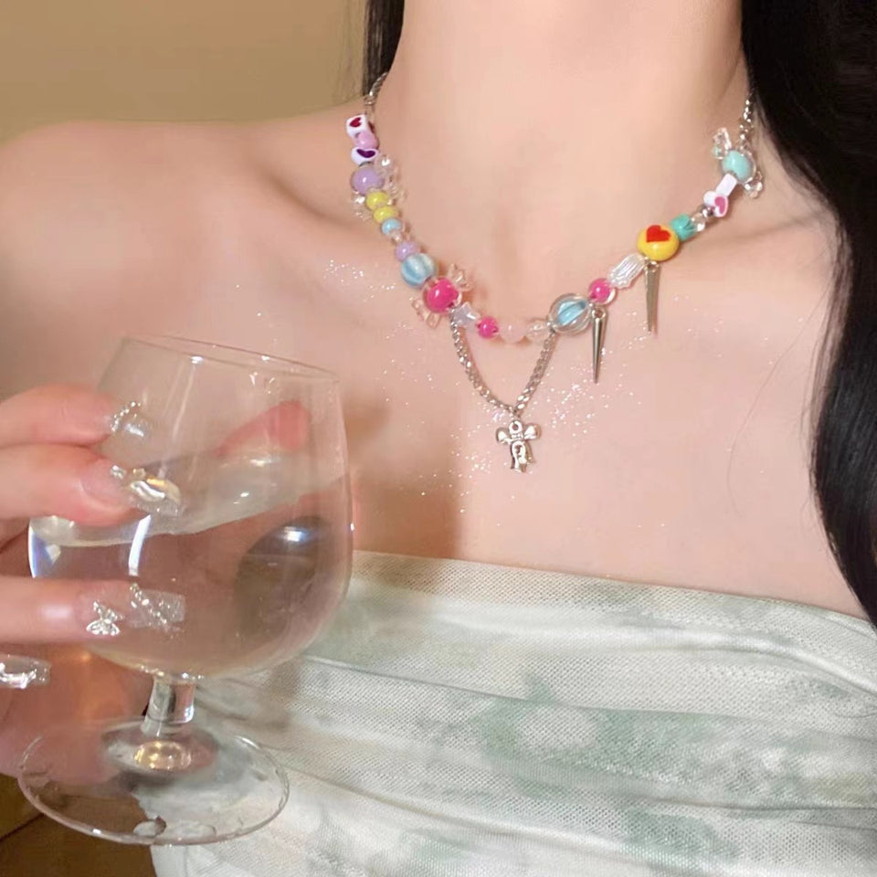 Candy Colored Dopamine Necklace for Women Retro