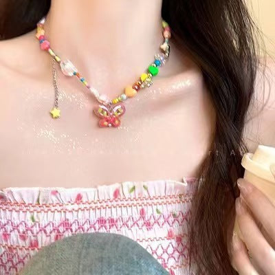 Candy Colored Dopamine Necklace for Women Retro